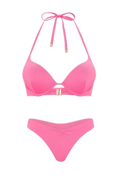 Купальник Bombshell Add-2-Cups Push-Up Top Cinched Thong Bikini Bottom Bombshell Pink