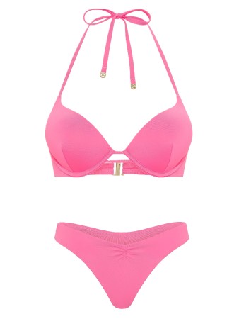 Купальник Bombshell Add-2-Cups Push-Up Top Cinched Thong Bikini Bottom Bombshell Pink