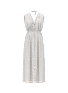 Платье Beachwear Plunge Tiered Maxi Dress от Victoria's Secret цвета Coconut White