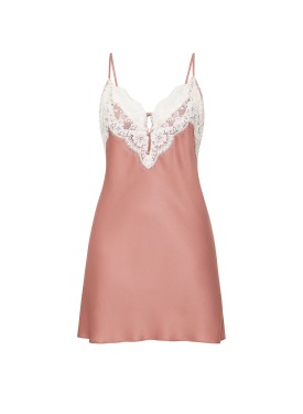 Пеньюар Satin Lace-Trim Short Slip Dress Antique Rose