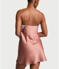 Пеньюар Satin Lace-Trim Short Slip Dress Antique Rose