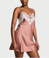 Пеньюар Satin Lace-Trim Short Slip Dress Antique Rose