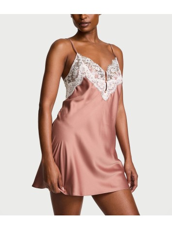 Пеньюар Satin Lace-Trim Short Slip Dress Antique Rose
