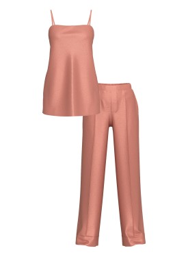 Пижама Luxe Satin Tunic Cami & Pant Set Desert Blush
