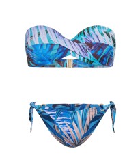 Купальник Twist Push-Up Bandeau Top Side-Sash Cheeky Bikini Bottom Blue Palms