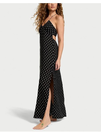 Платье Beachwear Halter Maxi Dress Black Dot