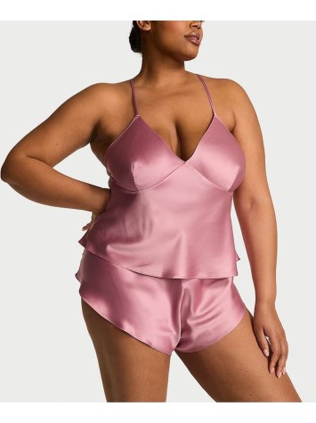 Пижама Satin Open-Back Cami & Shorts Set Dusk Mauve Pink