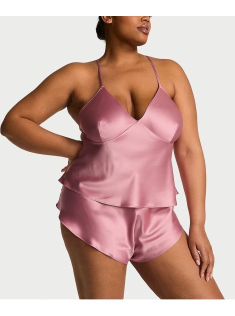 Піжама Satin Open-Back Cami & Shorts Set Dusk Mauve Pink