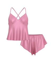 Піжама Satin Open-Back Cami & Shorts Set Dusk Mauve Pink