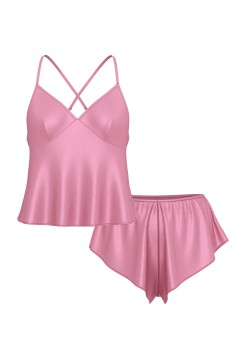 Піжама Satin Open-Back Cami & Shorts Set Dusk Mauve Pink