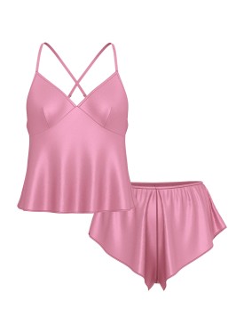 Пижама Satin Open-Back Cami & Shorts Set Dusk Mauve Pink