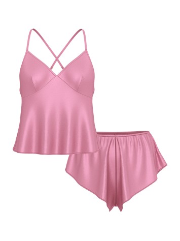 Пижама Satin Open-Back Cami & Shorts Set Dusk Mauve Pink