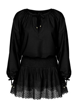 Платье Beachwear Linen Lace-Trim Dress Black