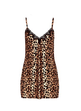 Пеньюар Satin Rose Lace-Trim Mini Slip Dress Leopard