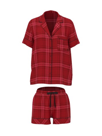 Пижама Flannel Short Pajama Set Rose Garden Plaid
