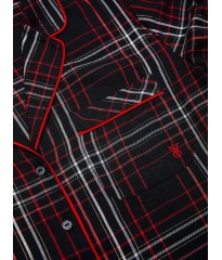 Піжама Flannel Short Pajama Set Black Red Plaid