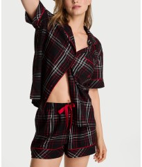 Піжама Flannel Short Pajama Set Black Red Plaid