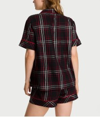 Піжама Flannel Short Pajama Set Black Red Plaid