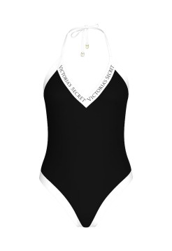 Суцільний купальник Iconic Logo Plunge One-Piece Swimsuit Black