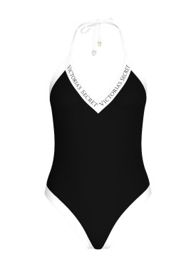 Сплошной купальник Iconic Logo Plunge One-Piece Swimsuit Black