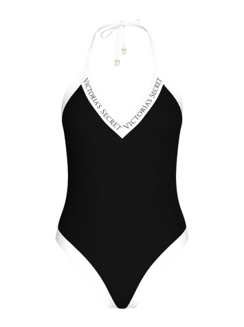 Сплошной купальник Iconic Logo Plunge One-Piece Swimsuit Black