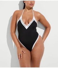 Суцільний купальник Iconic Logo Plunge One-Piece Swimsuit Black