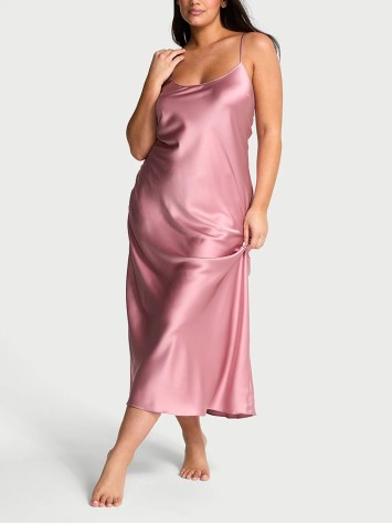 Пеньюар Midi Satin Open Back Slip Pink Dusk Mauve