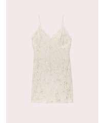  Пеньюар PINK x LoveShackFancy Satin Mini Dress Coconut White Bling Ribbon