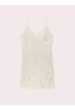 Пеньюар PINK x LoveShackFancy Satin Mini Dress Coconut White Bling Ribbon