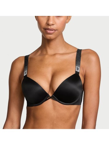 Комплект Push Up Scattered Shine Strap Bra Thong Set Black