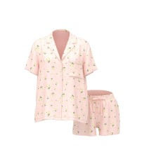 Піжама Signature Satin Short Pajama Set Sheer Blush Floral