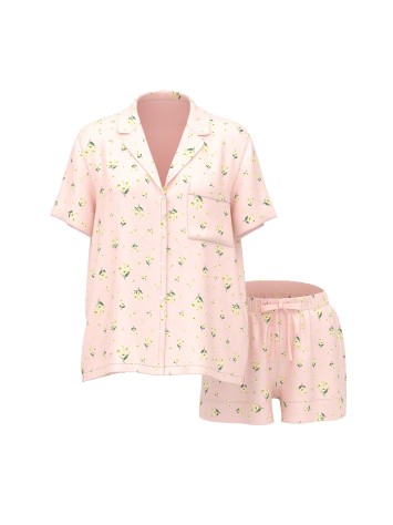 Пижама Signature Satin Short Pajama Set Sheer Blush Floral