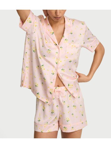Пижама Signature Satin Short Pajama Set Sheer Blush Floral