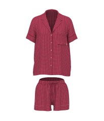 Піжама Glazed Satin Short Pajama Set Burgundy Dot