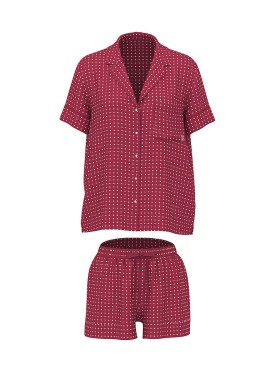 Піжама Glazed Satin Short Pajama Set Burgundy Dot