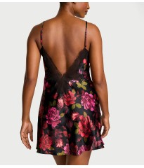 Пеньюар Satin Rose Lace-Trim Mini Slip Dress Floral