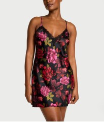Пеньюар Satin Rose Lace-Trim Mini Slip Dress Floral