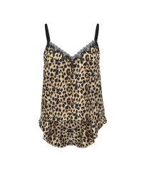 Піжама Satin Rose Lace-Trim Cami & Flutter Short Set Leopard