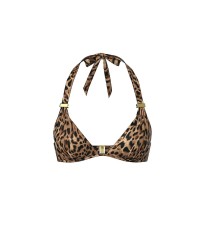 Купальник Essential Harlow Halter Push-Up Top Side-Tie Bikini Bottom Leopard