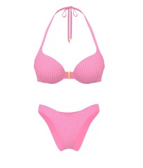 Купальник Bombshell Add-2-Cups Diamanté Push-Up Bikini Top Brazilian Bikini Bottom Pink Sugar Shine