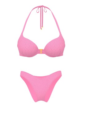 Купальник Bombshell Add-2-Cups Diamanté Push-Up Bikini Top Brazilian Bikini Bottom Pink Sugar Shine
