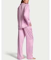 Піжама Glazed Satin Heart Long Pajama Set Bikini Pink Jacquard