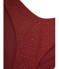Купальник Bombshell Add-2-Cups Diamanté Push-Up Top Brazilian Bikini Bottom Dark Chili