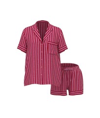Піжама Glazed Satin Short Pajama Set Heart Stripes