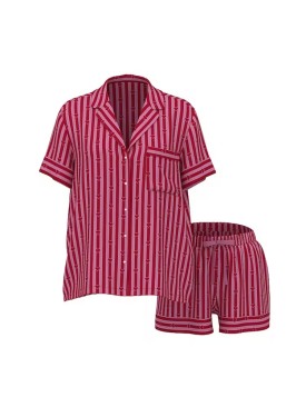 Піжама Glazed Satin Short Pajama Set Heart Stripes