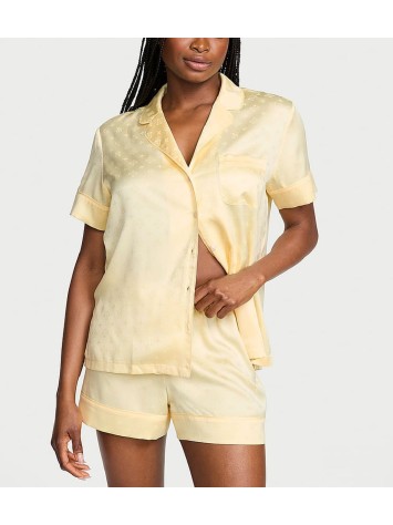  Піжама Glazed Satin Short Pajama Set Sunny Honey