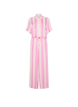 Пижама TENCEL Oversized Crop Short-Sleeve Long Pajama Set
