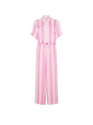 Пижама TENCEL Oversized Crop Short-Sleeve Long Pajama Set