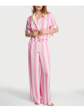 Пижама TENCEL Oversized Crop Short-Sleeve Long Pajama Set