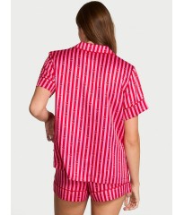 Піжама Glazed Satin Short Pajama Set Heart Stripes